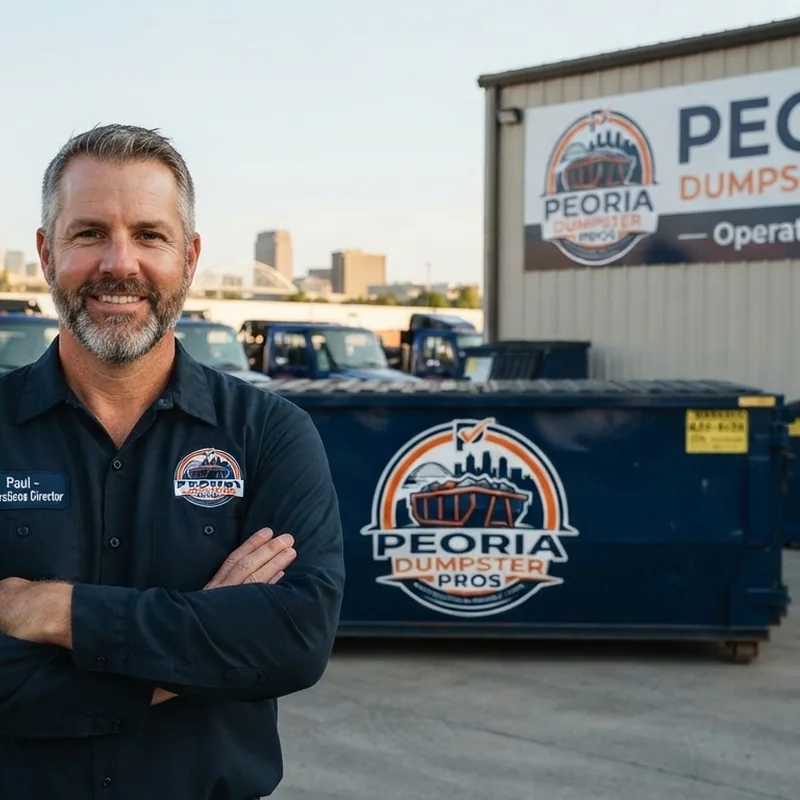 Paul, Operations Director at Peoria Dumpster Pros, in the yard in Peoria